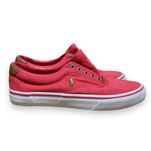 Polo Ralph Lauren Sneakers Mens 8.5 Red Natural Pony Thorton *No Laces* Preppy